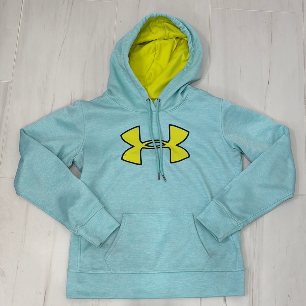 Under Armour Hoodie, Turquoise & Lemon-Lime - Women’s Size M